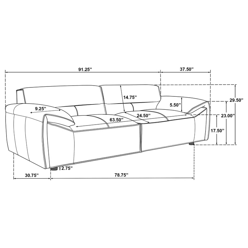 Buxton 2-piece Leather Upholstered Sofa Set Graphite - 509504-S2