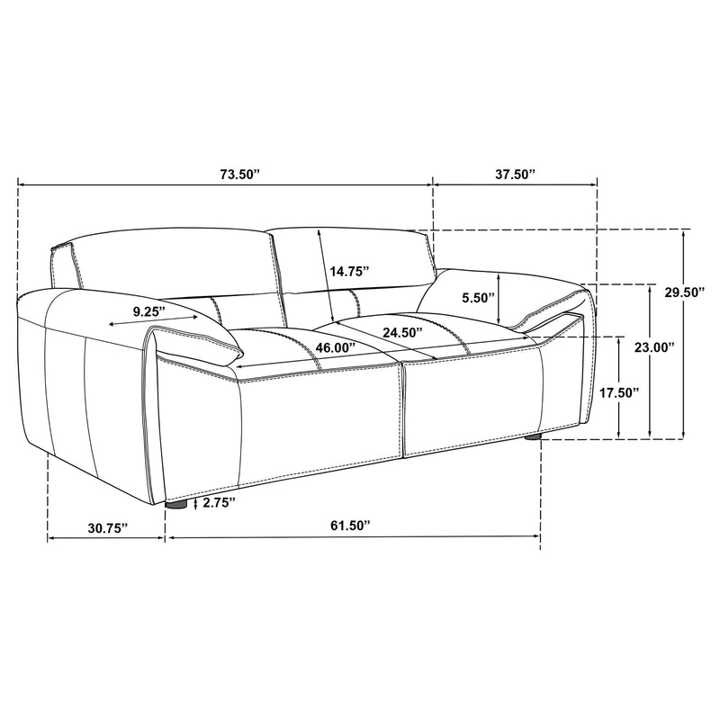 Buxton 2-piece Leather Upholstered Sofa Set Graphite - 509504-S2