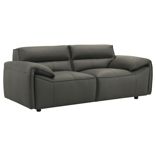 Buxton Top Grain Leather Upholstered Loveseat Graphite - 509505
