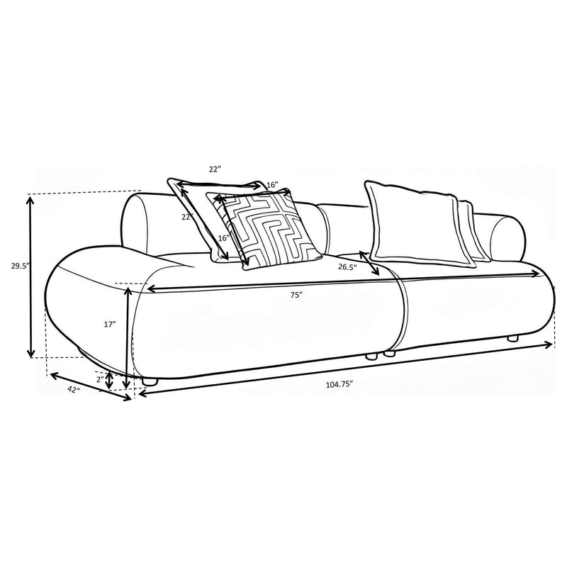 Byrne 105-inch Velvet Modular Bumper Sectional Sofa Rust - 503991