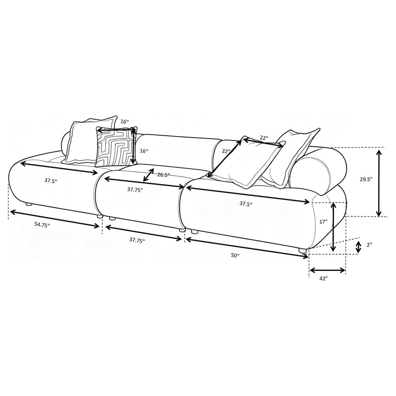Byrne 143-inch Velvet Modular Bumper Sectional Sofa Rust - 503991-SET