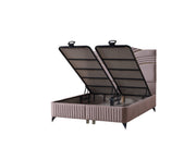 Cınar Storage Bed With Headboard Light Brown - King in Light Brown - 110-CIN-BBFLBRW-200-SBWHD