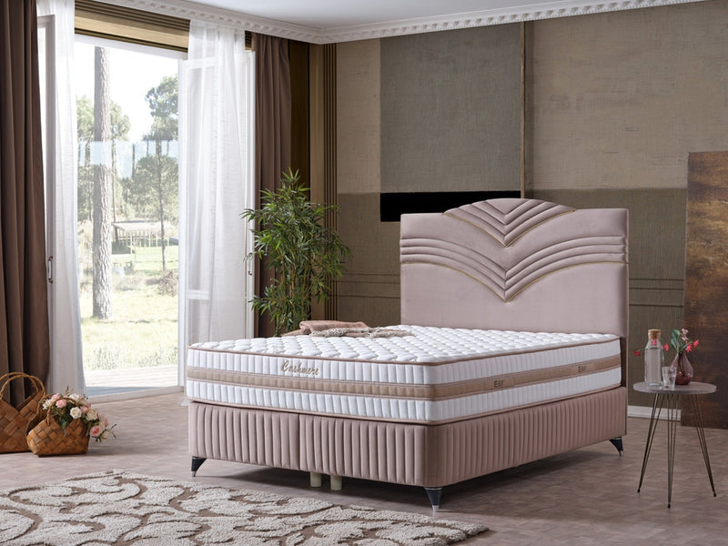 Cınar Storage Bed With Headboard Light Brown - King in Light Brown - 110-CIN-BBFLBRW-200-SBWHD