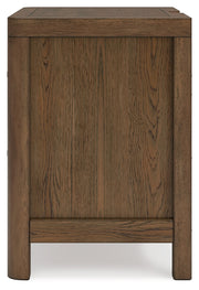 Cabalynn California King Panel Bed with Storage with Mirrored Dresser and 2 Nightstands in Light Brown - PKG015747