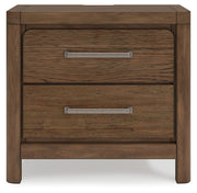 Cabalynn California King Upholstered Bed with Chest and Nightstand in Light Brown from Ashley - Lara Furniture
