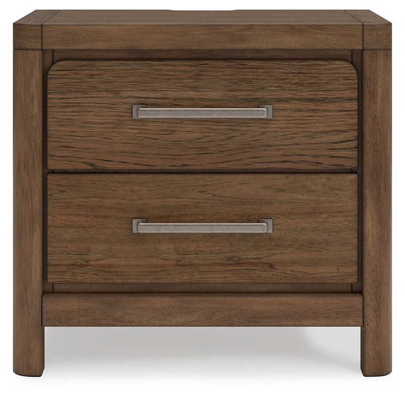 Cabalynn California King Upholstered Bed with Chest and Nightstand in Light Brown from Ashley - Lara Furniture