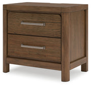 Cabalynn California King Upholstered Bed with Chest and Nightstand in Light Brown from Ashley - Lara Furniture