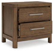 Cabalynn California King Upholstered Bed with Chest and Nightstand in Light Brown from Ashley - Lara Furniture