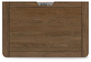 Cabalynn California King Upholstered Bed with Chest and Nightstand in Light Brown from Ashley - Lara Furniture