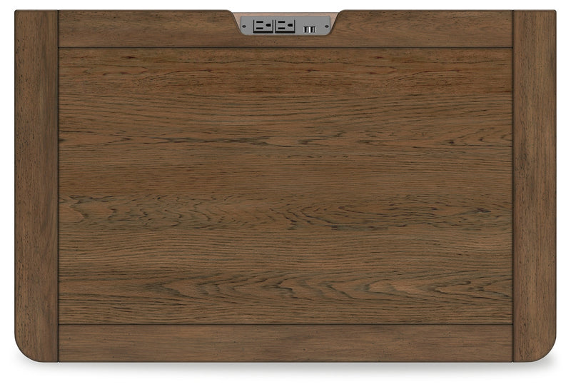 Cabalynn California King Upholstered Bed with Chest and Nightstand in Light Brown from Ashley - Lara Furniture