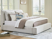 Cabalynn California King Upholstered Bed with Chest and Nightstand in Light Brown from Ashley - Lara Furniture