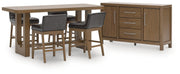 Cabalynn Counter Height Dining Table and 4 Barstools with Storage in Light Brown from Ashley - Lara Furniture