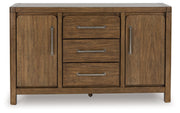 Cabalynn Counter Height Dining Table and 6 Barstools with Storage in Light Brown from Ashley - Lara Furniture