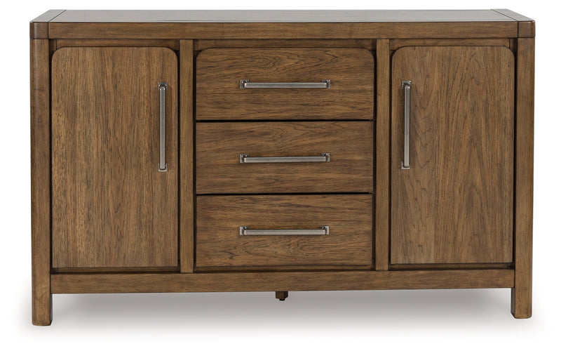Cabalynn Counter Height Dining Table and 6 Barstools with Storage in Light Brown from Ashley - Lara Furniture