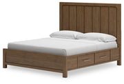 Cabalynn King Panel Bed with Storage with Mirrored Dresser in Light Brown - PKG015740