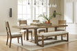 Cabalynn Light Brown Dining Table and 4 Chairs and Bench - Gate FurnitureDining Room Set