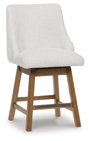 Cabalynn Oatmeal/Light Brown Counter Height Barstool, Set of 2 - D974-324