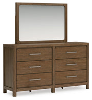 Cabalynn Queen Panel Bed with Storage with Mirrored Dresser in Light Brown - PKG015722