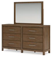 Cabalynn Queen Panel Bed with Storage with Mirrored Dresser in Light Brown - PKG015722