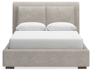 Cabalynn Queen Upholstered Bed with Chest and Nightstand in Light Brown from Ashley - Lara Furniture