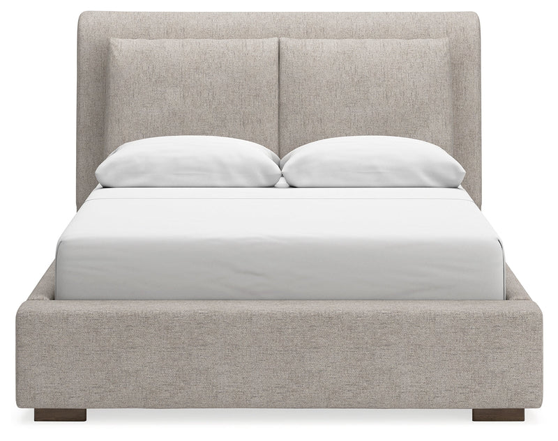 Cabalynn Queen Upholstered Bed with Chest and Nightstand in Light Brown from Ashley - Lara Furniture