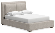 Cabalynn Queen Upholstered Bed with Chest and Nightstand in Light Brown from Ashley - Lara Furniture