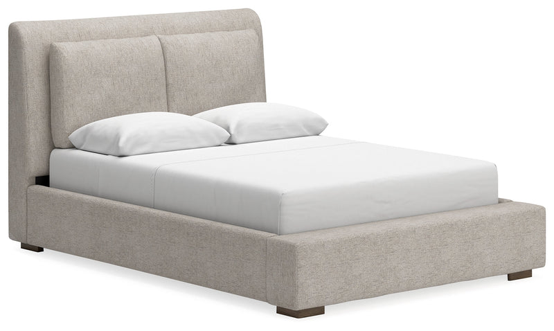 Cabalynn Queen Upholstered Bed with Chest and Nightstand in Light Brown from Ashley - Lara Furniture