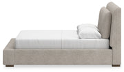 Cabalynn Queen Upholstered Bed with Chest and Nightstand in Light Brown from Ashley - Lara Furniture