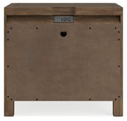 Cabalynn Queen Upholstered Bed with Chest and Nightstand in Light Brown from Ashley - Lara Furniture