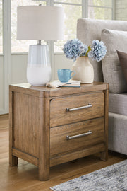 Cabalynn Queen Upholstered Bed with Chest and Nightstand in Light Brown from Ashley - Lara Furniture