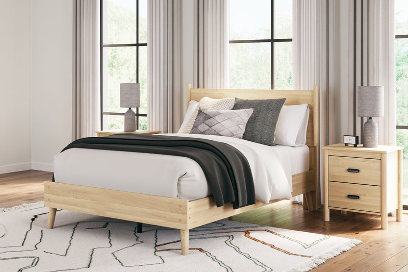 Cabinella Full Panel Headboard with Dresser and 2 Nightstands in Tan - PKG017213