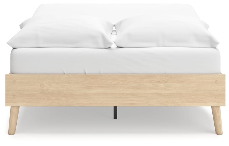 Cabinella Full Platform Bed with Dresser and Nightstand in Tan - PKG017223