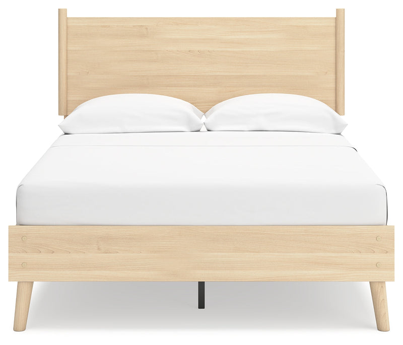 Cabinella Full Platform Panel Bed with Dresser and 2 Nightstands in Tan - PKG017227