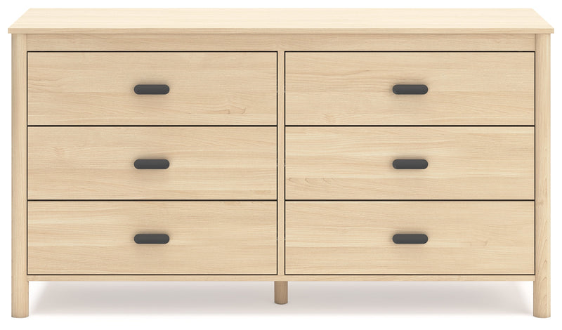 Cabinella Full Platform Panel Bed with Dresser and Nightstand in Tan - PKG017230