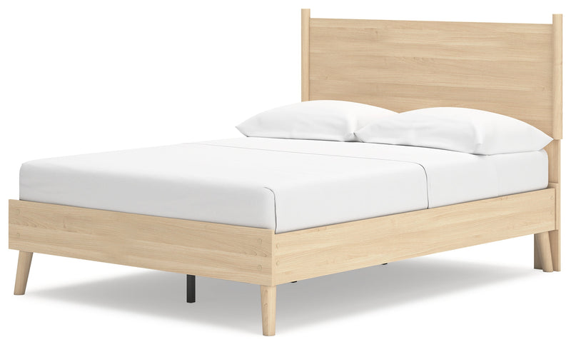 Cabinella Full Platform Panel Bed with Dresser and Nightstand in Tan - PKG017230