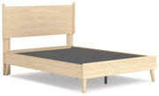 Cabinella Full Platform Panel Bed with Dresser and Nightstand in Tan - PKG017230