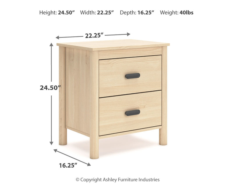 Cabinella Full Platform Panel Bed with Dresser and Nightstand in Tan - PKG017230