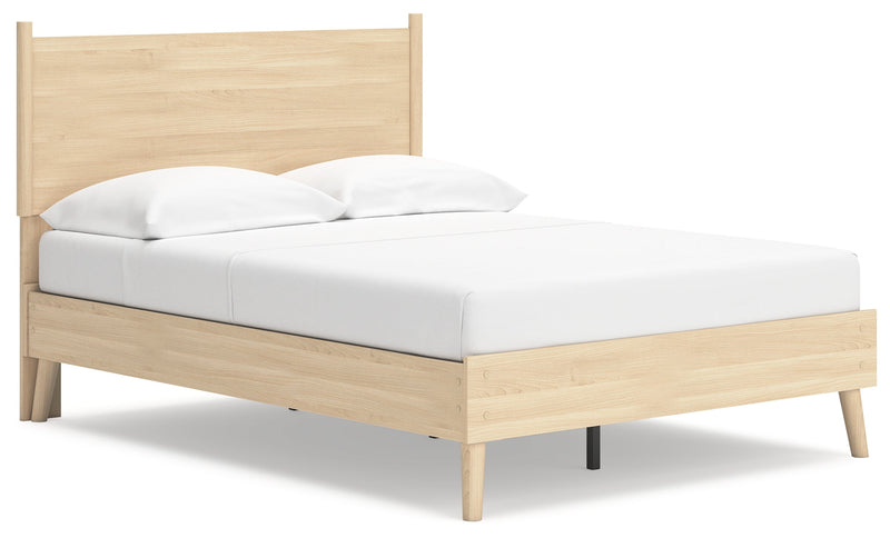 Cabinella Full Platform Panel Bed with Dresser, Chest and 2 Nightstands in Tan - PKG017229