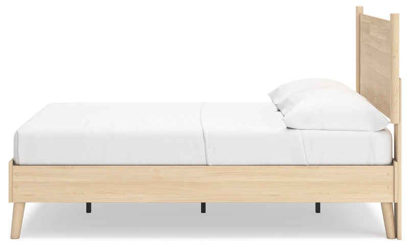 Cabinella Full Platform Panel Bed with Dresser, Chest and 2 Nightstands in Tan - PKG017229