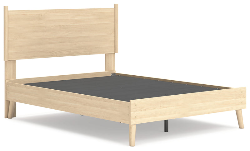 Cabinella Full Platform Panel Bed with Dresser, Chest and 2 Nightstands in Tan - PKG017229