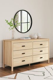 Cabinella Full Platform Panel Bed with Dresser, Chest and 2 Nightstands in Tan - PKG017229