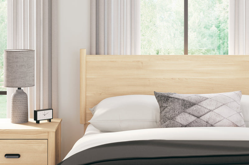 Cabinella Full Platform Panel Bed with Dresser, Chest and 2 Nightstands in Tan - PKG017229