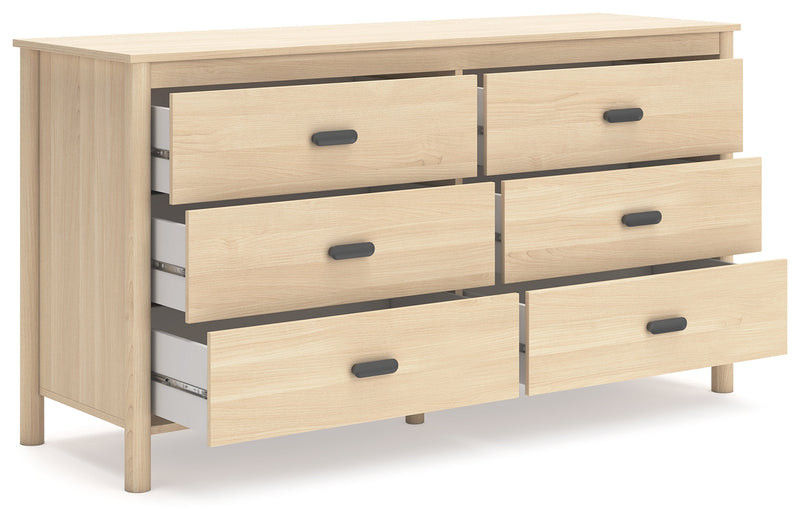 Cabinella Full Platform Panel Bed with Dresser in Tan - PKG017226