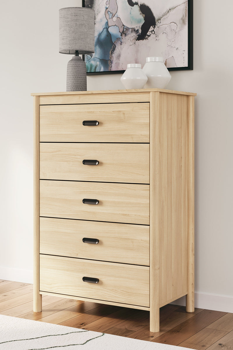 Cabinella Queen Panel Headboard with Dresser, Chest and 2 Nightstands in Tan - PKG017285