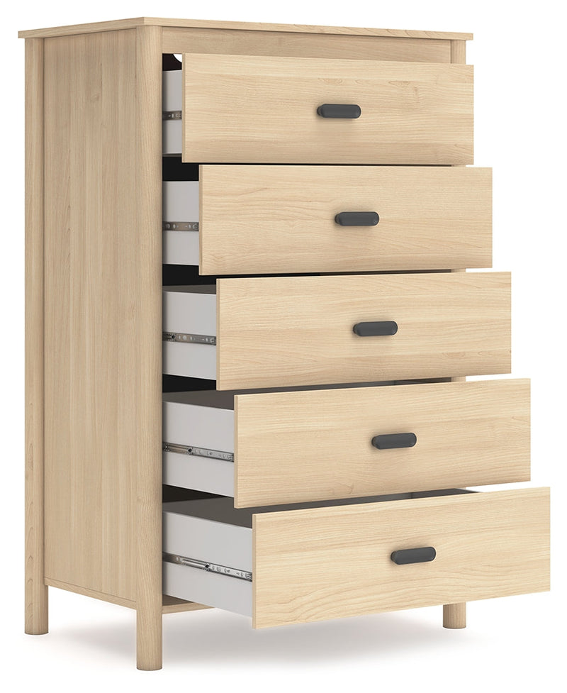 Cabinella Queen Panel Headboard with Dresser, Chest and Nightstand in Tan - PKG017288