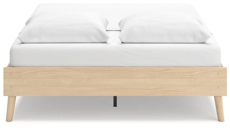 Cabinella Queen Platform Bed with 2 Nightstands in Tan - PKG017291