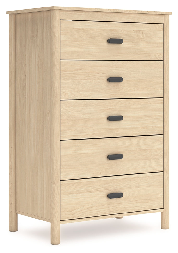 Cabinella Queen Platform Bed with Dresser, Chest and 2 Nightstands in Tan - PKG017292