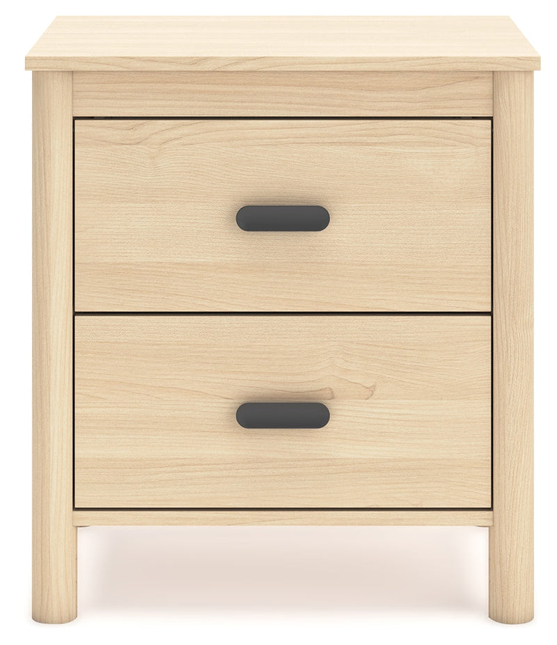 Cabinella Queen Platform Panel Bed with 2 Nightstands in Tan - PKG017298