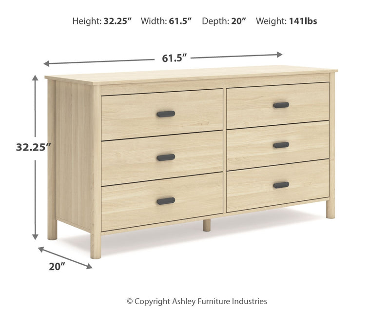Cabinella Queen Platform Panel Bed with Dresser and Nightstand in Tan - PKG017300