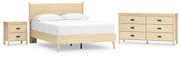 Cabinella Queen Platform Panel Bed with Dresser and Nightstand in Tan - PKG017300